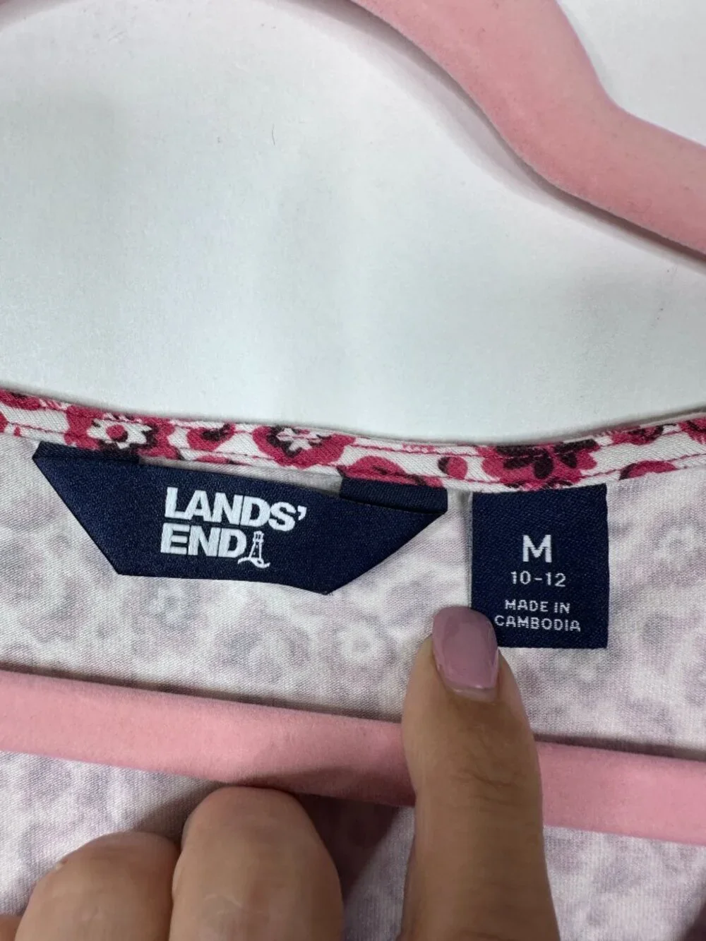 Lands' End Floral Print Cinched Waist Midi Dress Red Medium #A2315